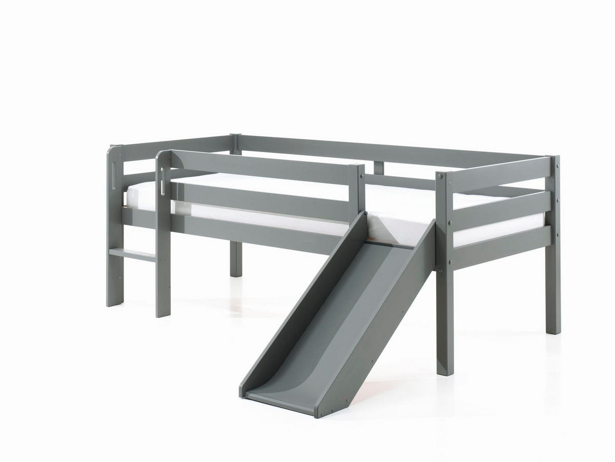 KOJENBETT mit Rutsche Karolina 208x83x175 aus Massivholz in Grau - Grau, Holz (90/200cm) - 58aufmkessel