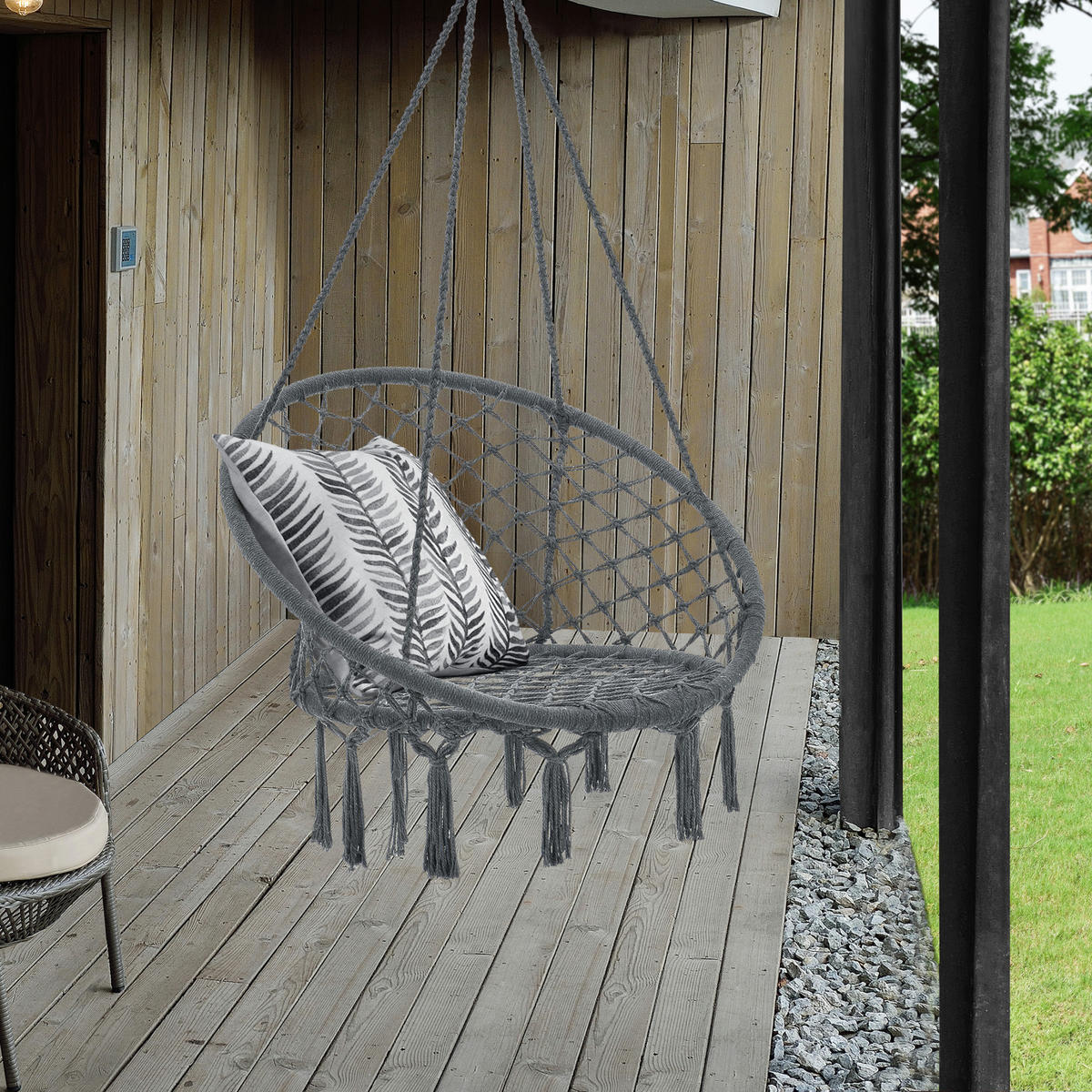 HÄNGESESSEL Tampico - Dunkelgrau, Textil (80/140/80cm) - casa.pro