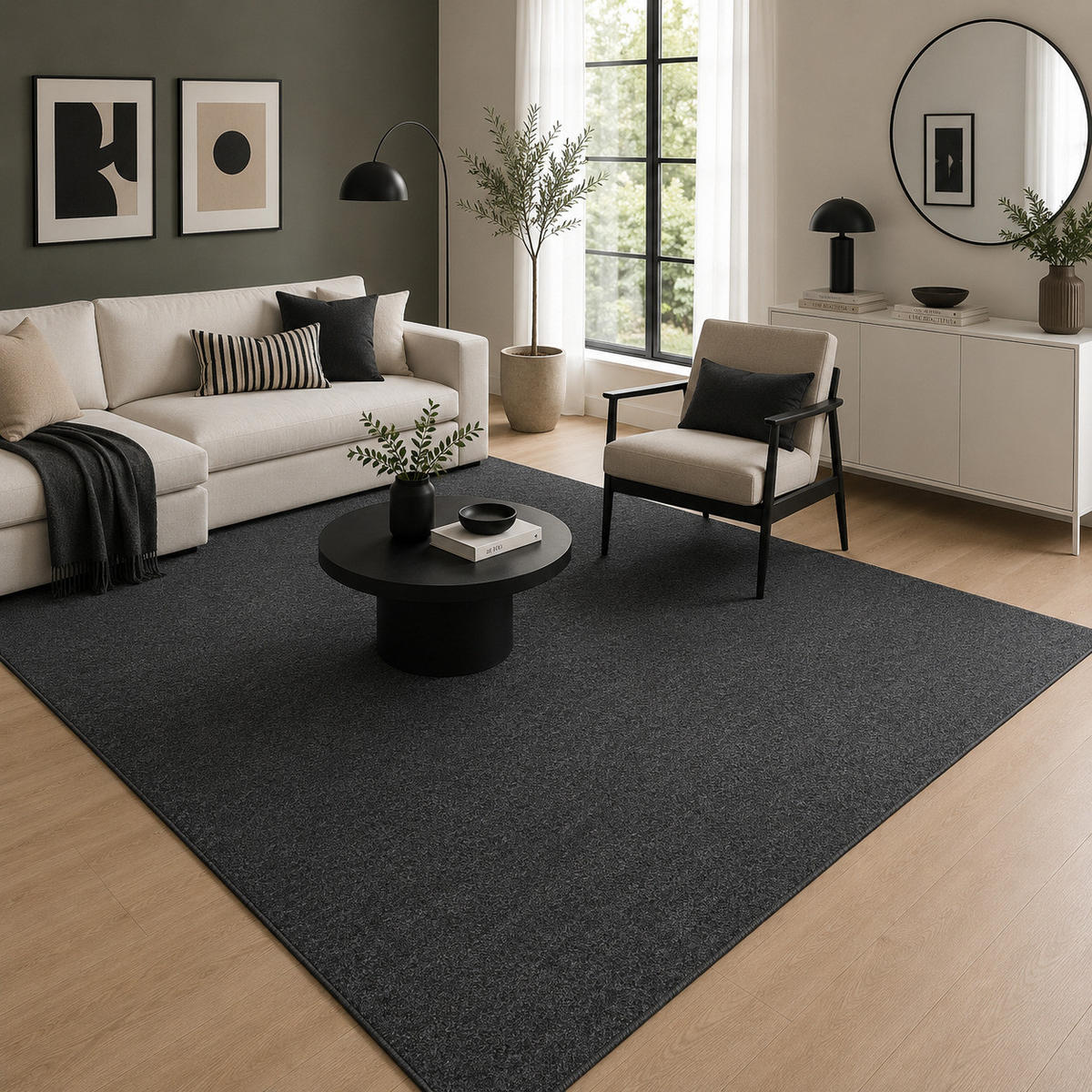 FEINSCHLINGEN VELOUR TEPPICH STRONG - Schwarz/Grau, Textil (100/300cm) - Snapstyle