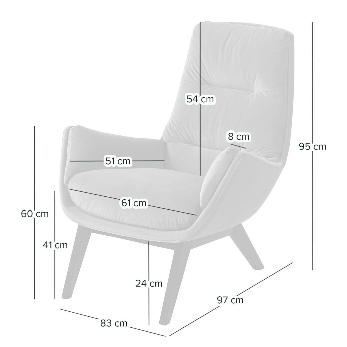 SESSEL mit Holzfüßen - Gelb/Schwarz, Eichenholz/Textil (83/95/97cm) - home24