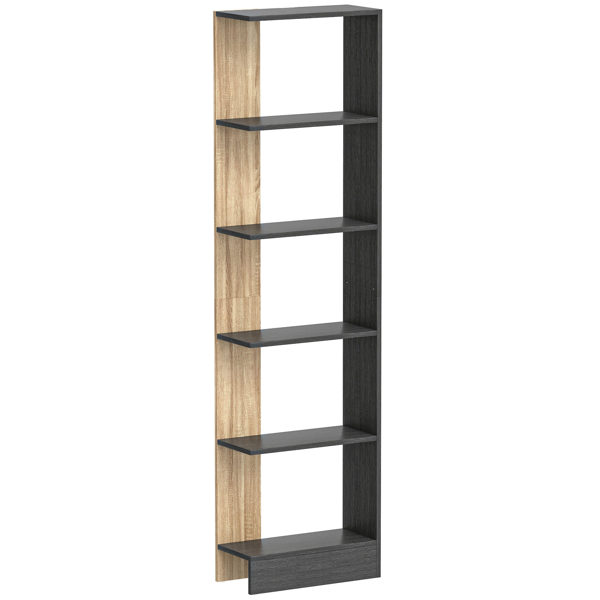 BÜCHERREGAL mit fünf Fächern 45/21/170 cm schwarz - Brombeere, Holz (45/170/21cm)
