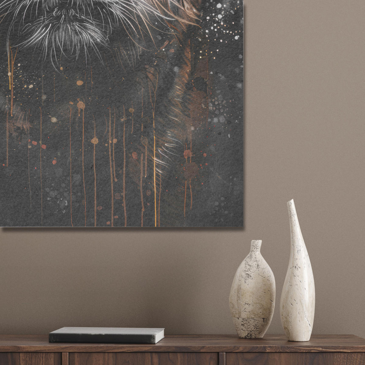 AKUSTIKBILD Tiger - Tiere - Porträt - Luxus - Schwarz Wanddeko 60x90 cm - Braun, Kunststoff (60/90/0.9cm) - MuchoWow