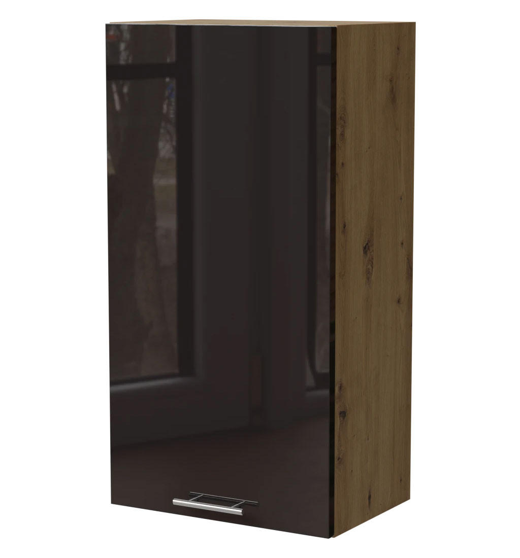 Feldmann-Wohnen Küchenhängeschrank Schwarz Hochglanz, Eiche Artisan 50x96x32.5 cm