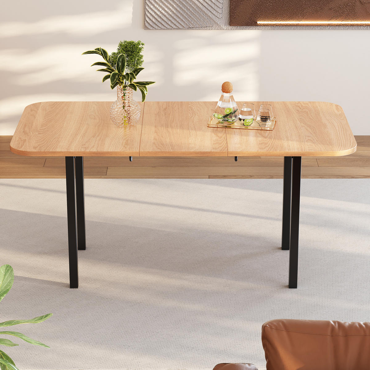 ESSTISCH 120/160 cm in Eichefarben aus MDF, ausziehbar mit Legierungsgestell - Eichefarben, Holzwerkstoff (160/80/75cm) - Flora Grace