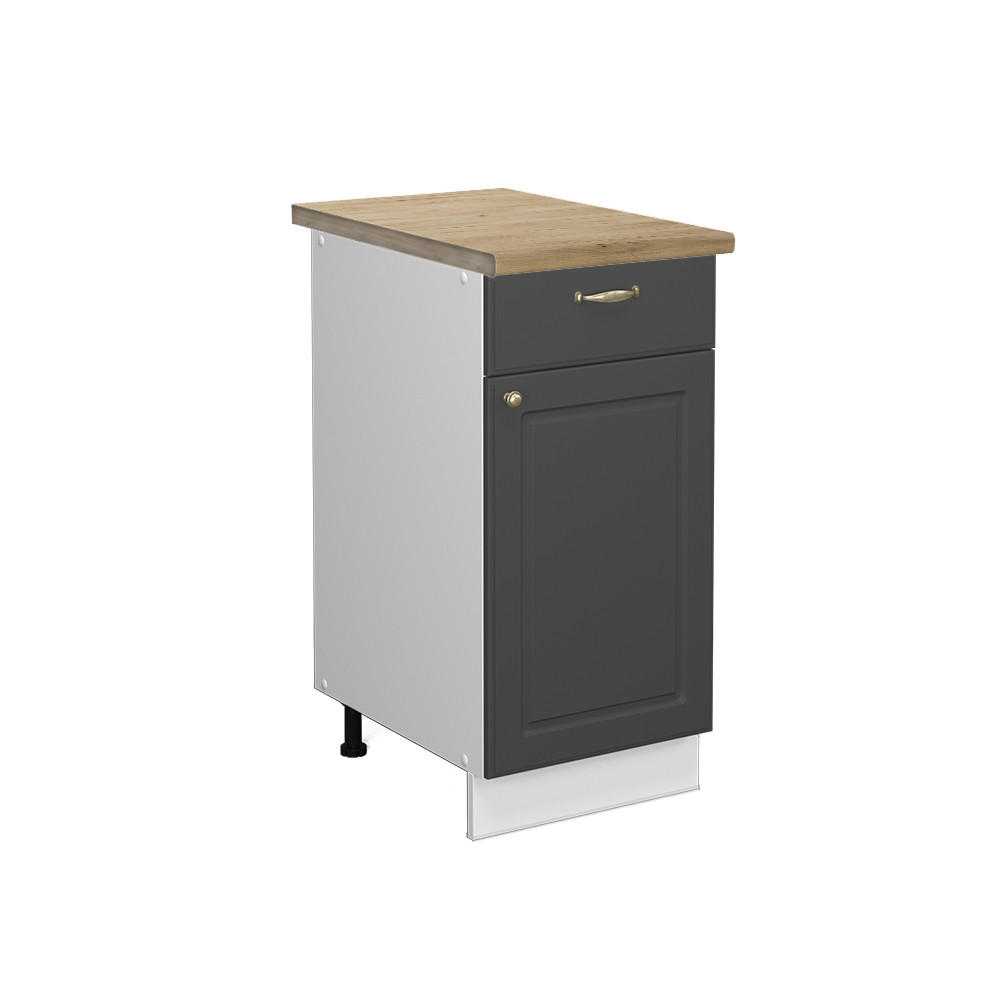 KÜCHENUNTERSCHRANK Fame-Line Anthrazit-Gold 40 cm, AP Eiche - Anthrazit/Graphitfarben, Holzwerkstoff (40/82/60cm) - Vicco