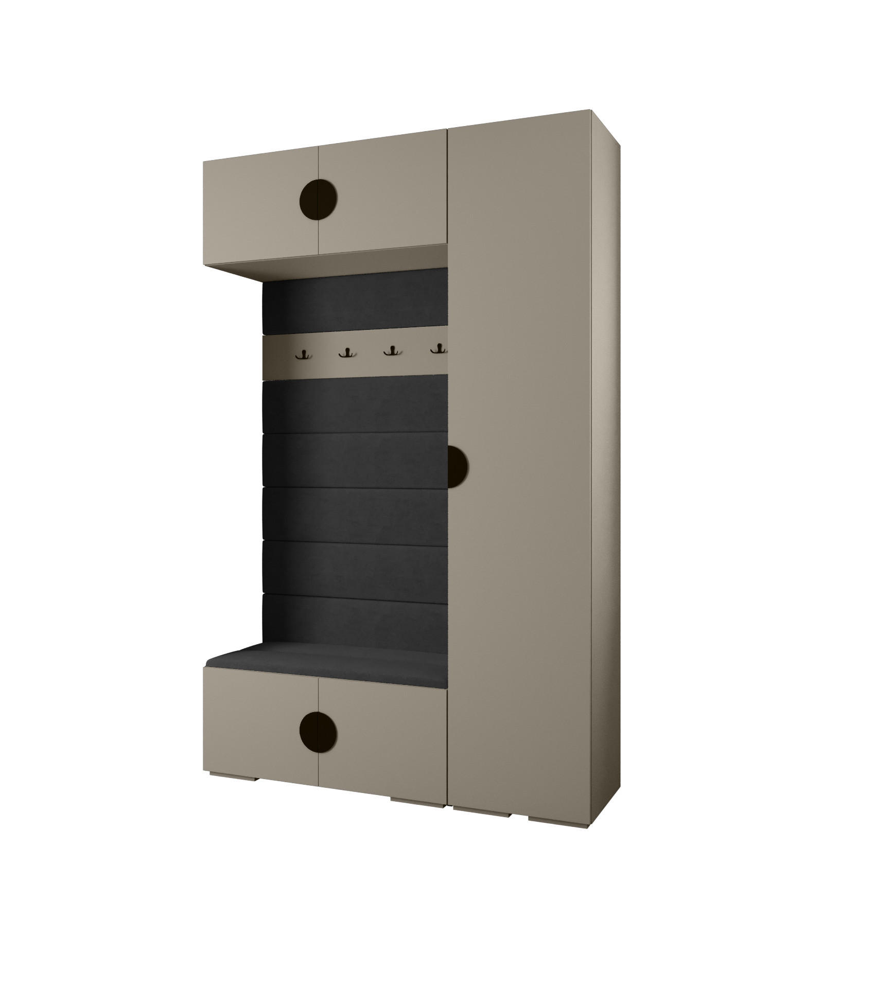 Abiks Möbel Garderoben-Set Kaschmir, Schwarz, Schwarz 150x236.7x47 cm