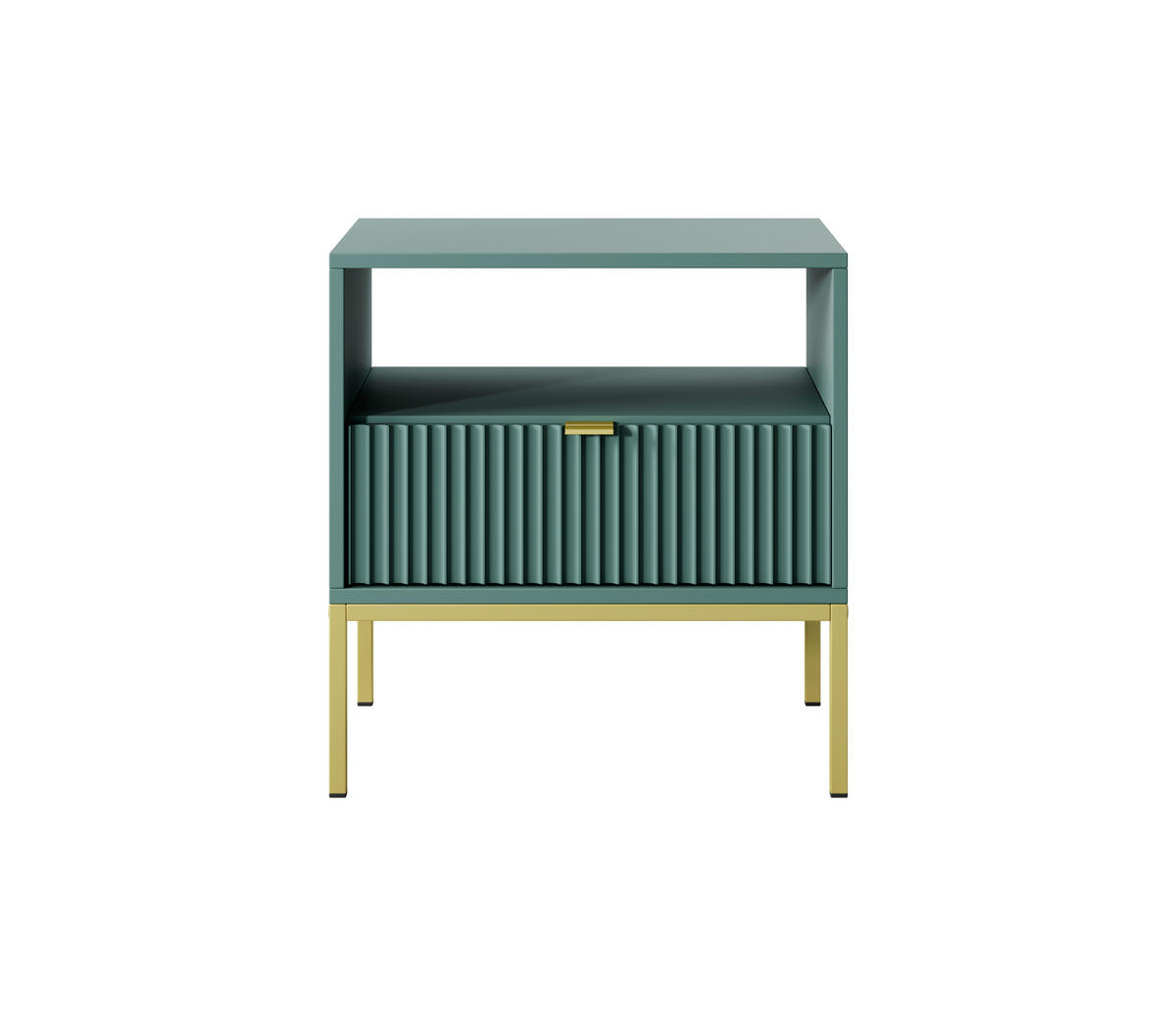 NACHTTISCH Nova - NOC, Geriffelte Front mit Goldenes Griffdesign 54x39x56 cm Lablador - Türkis/Goldfarben, Holzwerkstoff/Kunststoff (54/56/39cm) - DomoHome