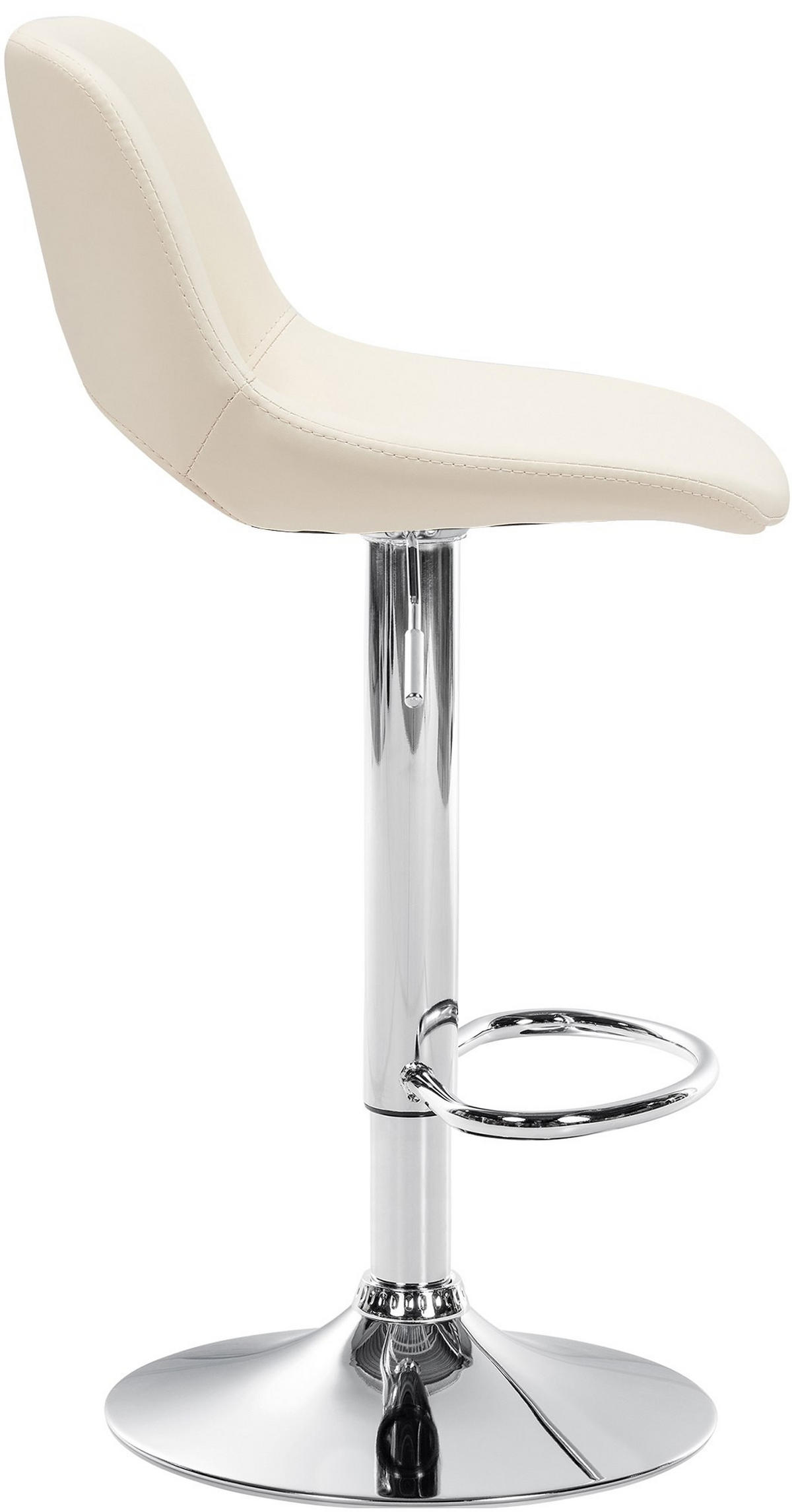 BARHOCKER 2er Set Lederlook creme - Chromfarben/Creme, Textil/Metall (42/86/46cm) - CLP