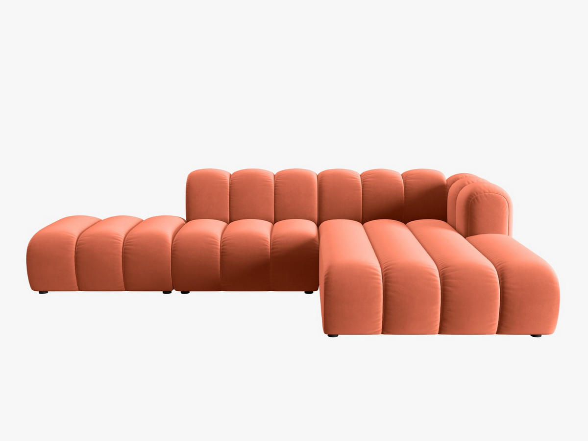 ECKSOFA modular rechts Lupine aus Samt koralle 5 Sitzplätze - Koralle, Textil (177/299cm) - Micadoni