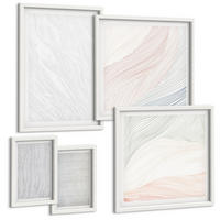 BILDER SET 5er Set - 50x50 cm & 20x30 cm & 40x60 cm Weißer Rahmen - Leuchtende Strukturen, Sandmuster - Weiß, Kunststoff (40/60cm) - TULUP