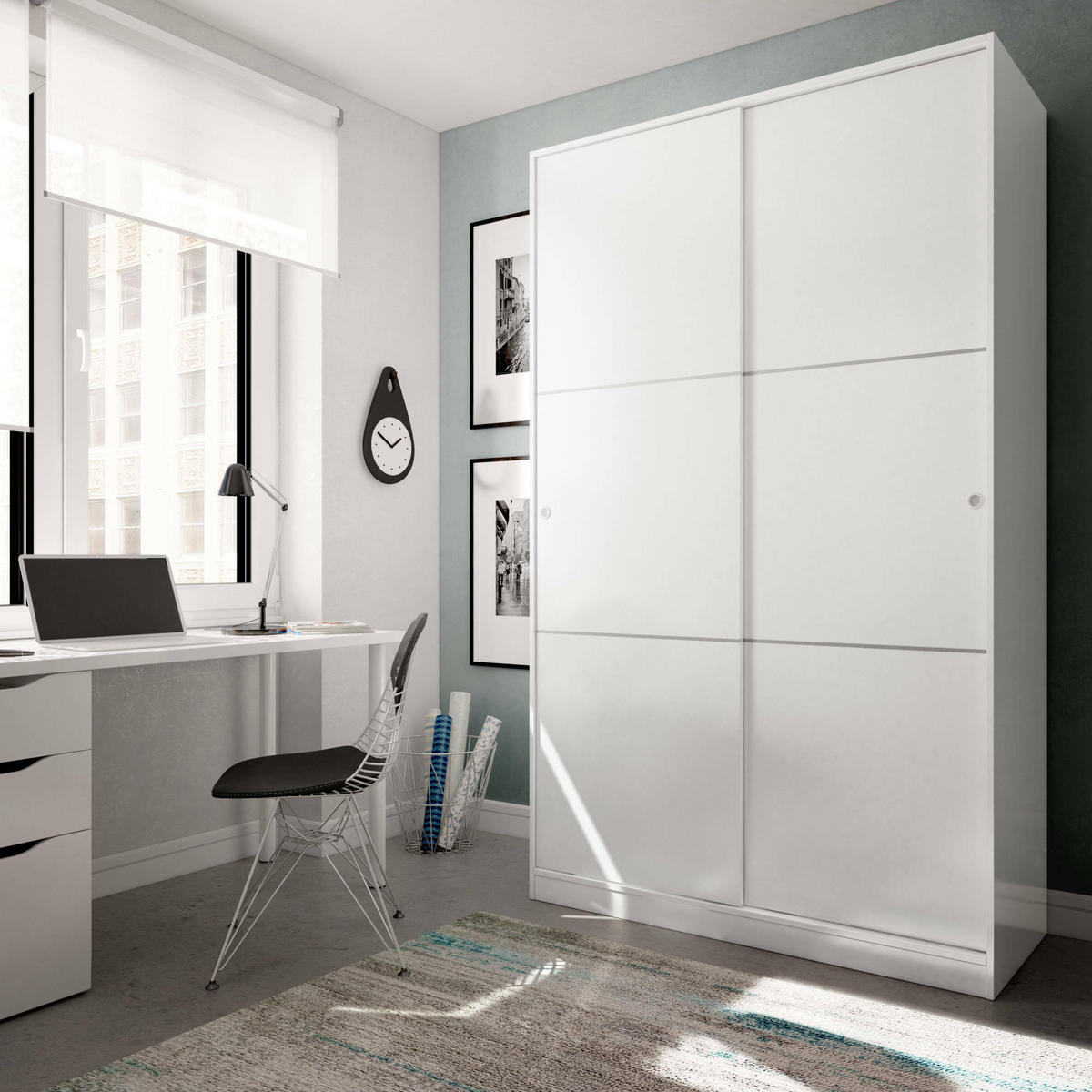 KLEIDERSCHRANK 2 TÜREN Weiß 50/120/200 cm - Weiß, Holzwerkstoff (120/200/50cm) - DMORA