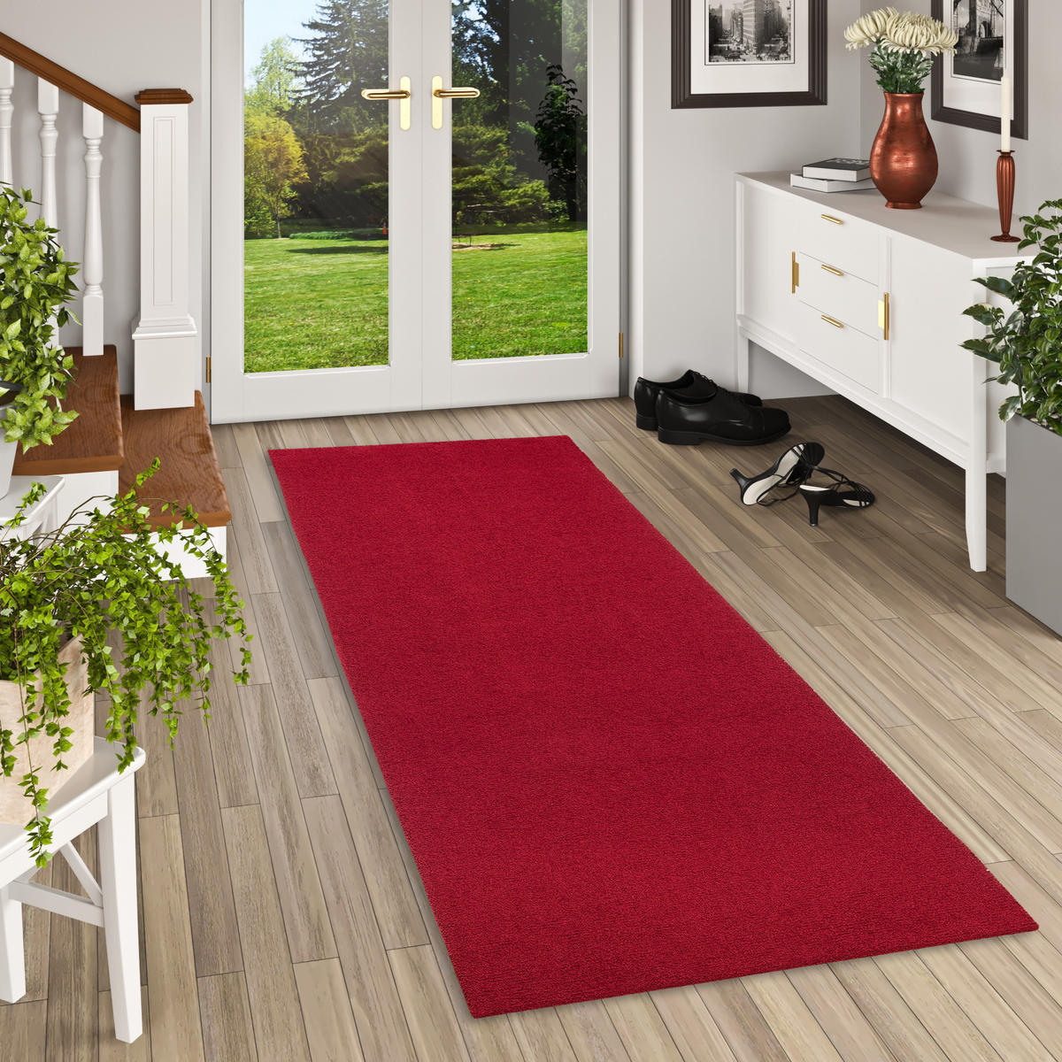 LUXUS LÄUFER HOCHFLOR SHAGGY TEPPICH VELVET - Weinrot, Textil (80/240cm) - Snapstyle