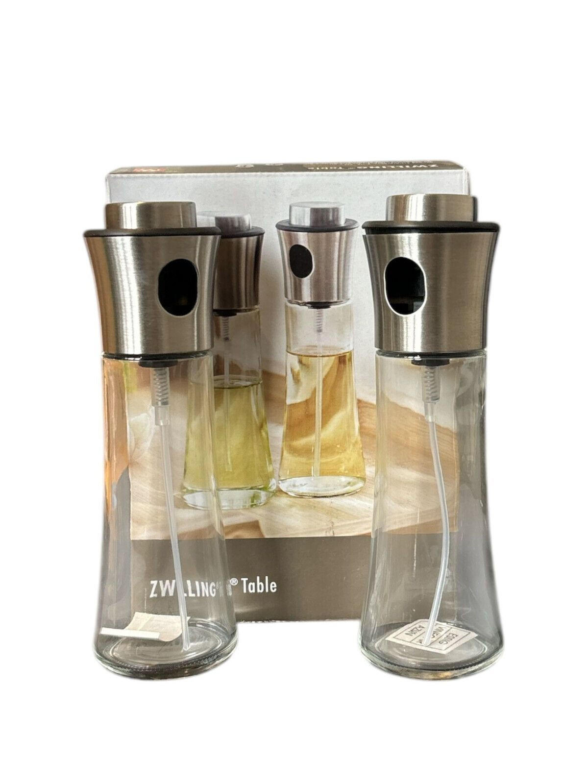 ÖL- & ESSIGSPRÜHER-SET – 2er Set, 200 ml – Glas & Edelstahl, Präzise Dosierung für Salate, Marinaden & Grillgerichte, Langlebig, Spülmaschinengeeignet - Silberfarben, Glas/Kunststoff (6/20/6cm) - Zwilling