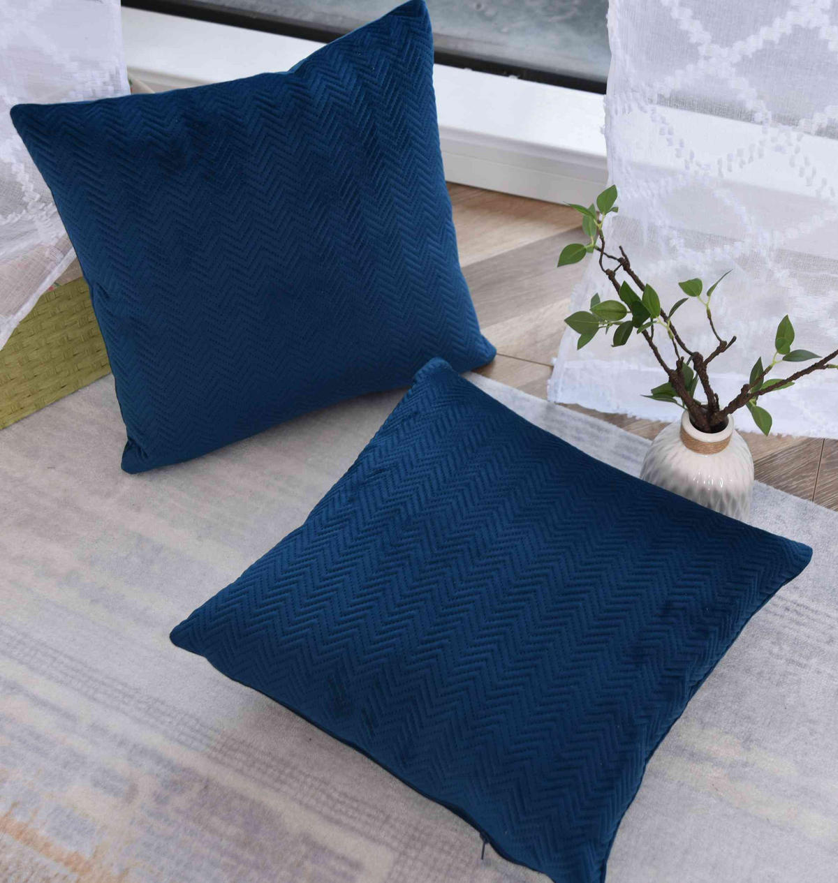 DEKOKISSEN Greta 45x45 cm Blau - Blau, Textil (45/45cm)