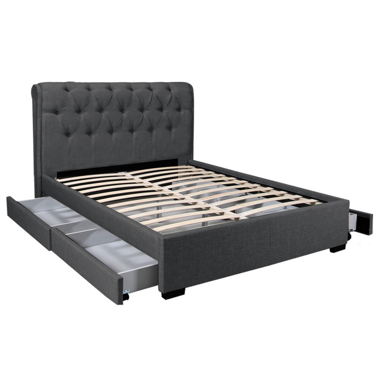POLSTERBETT CHELSEA mit Schubladen / Bett 140x190 - Dunkelgrau - Dunkelgrau, Holzwerkstoff (140/190cm) - Weber Industries