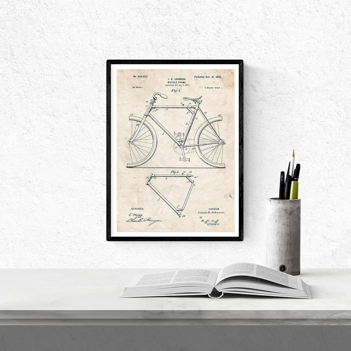 POSTER Set mit 4 Bilder Mit Fahrrad Patenten A4 Rahmenlos - Klar, Papier (21/1cm) - Nacnic