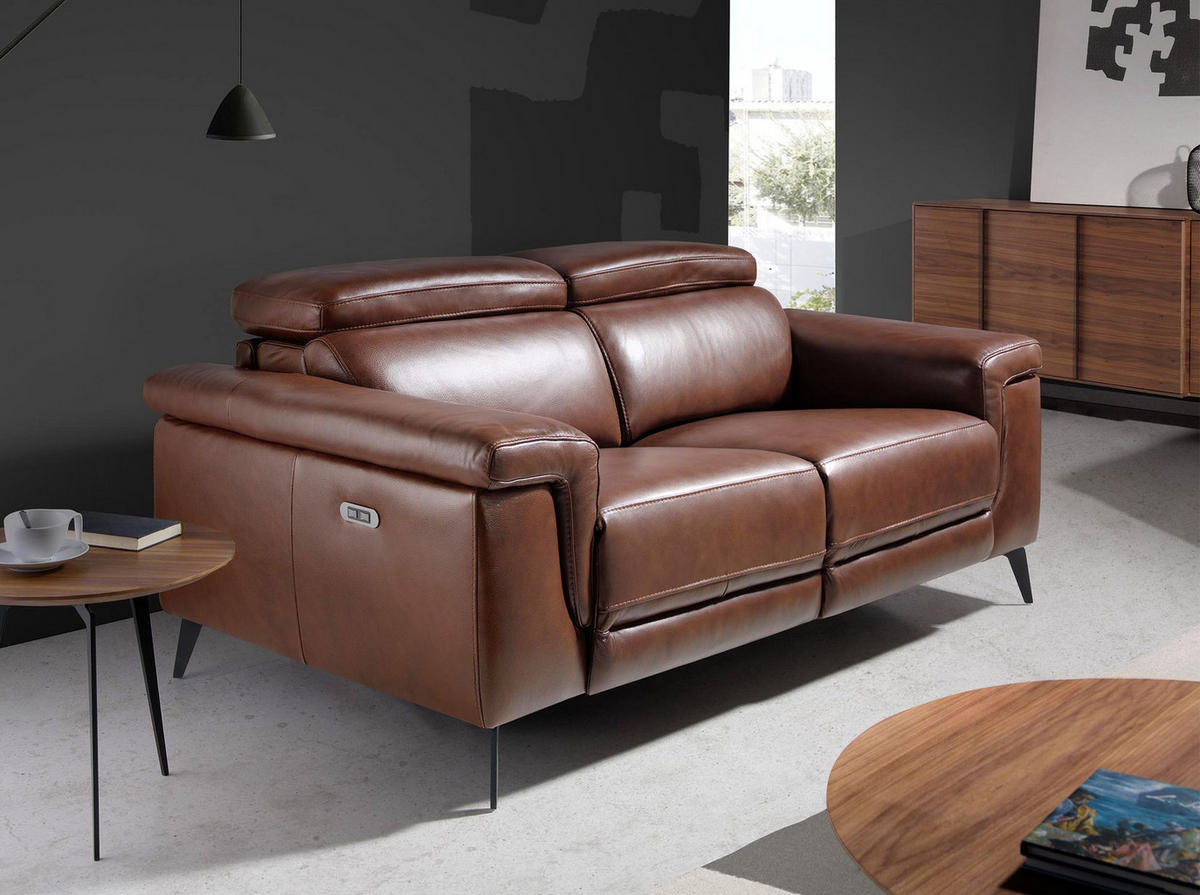 SOFA 2-Sitzer Relaxsofa aus braunem Leder 170/103/99 cm - Schwarz/Braun, Leder (170/99/103cm) - ANGEL CERDA