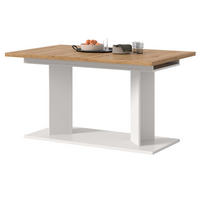 ESSTISCH Eiche Artisan, weiß 140 - 180 - 220 x 90 cm, Küchentisch 2-fach ausziehbar - Eiche Artisan/Weiß, Holzwerkstoff (90/140/76cm) - Inn.Furn