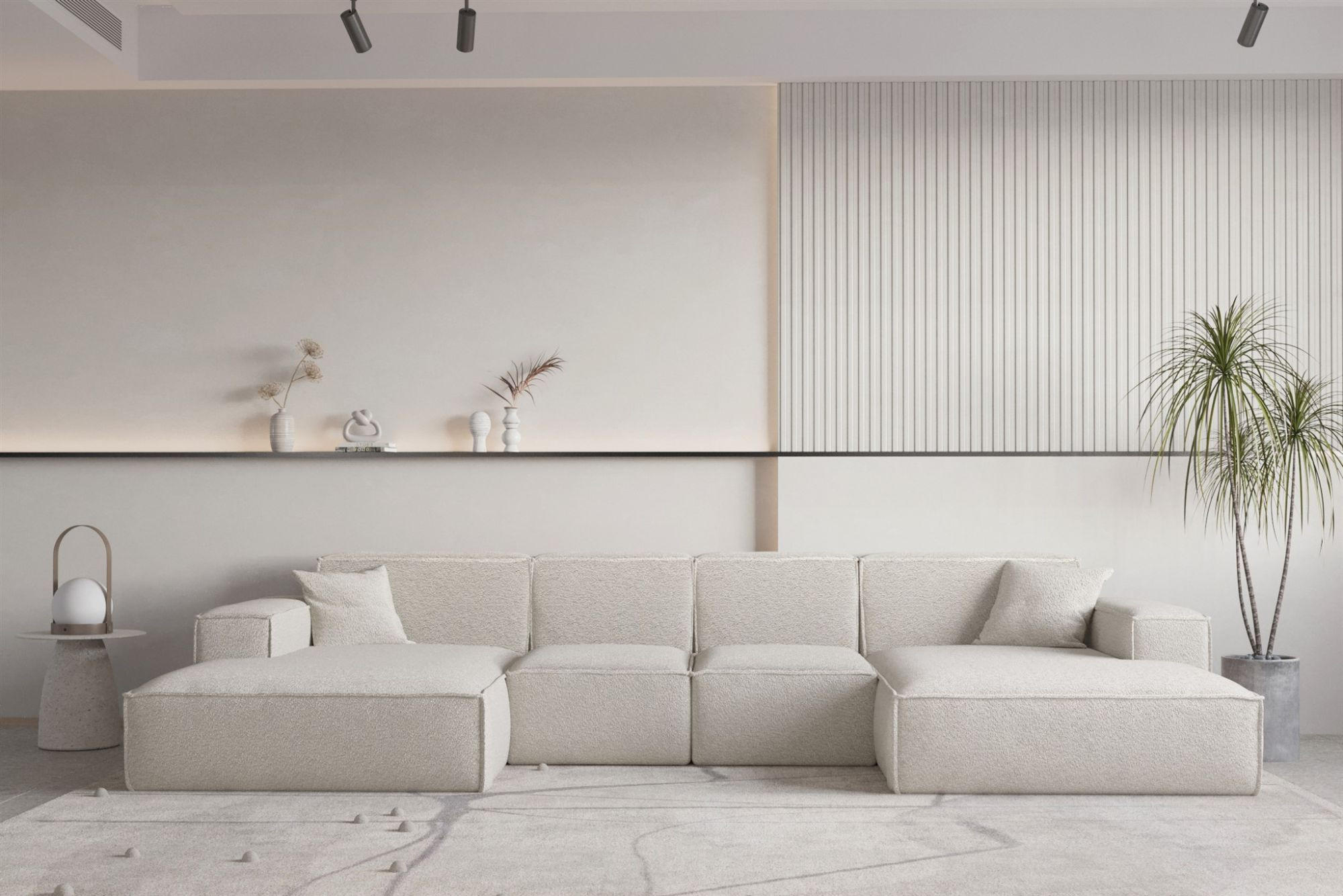 WOHNLANDSCHAFT Celes Premium Xs Bukla - Beige, Holzwerkstoff/Textil (342/73/165cm) - Fun Möbel