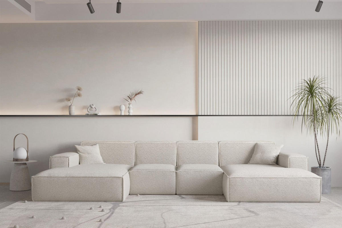 WOHNLANDSCHAFT Celes Premium Xs Bukla - Beige, Holzwerkstoff/Textil (342/73/165cm) - Fun Möbel