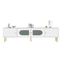 TV ormarić 170/35/50 cm bijeli od iverice sa staklenim vratima i otvorima za kabele - bijela, drvni materijal (140/38/38cm) - OKWISH