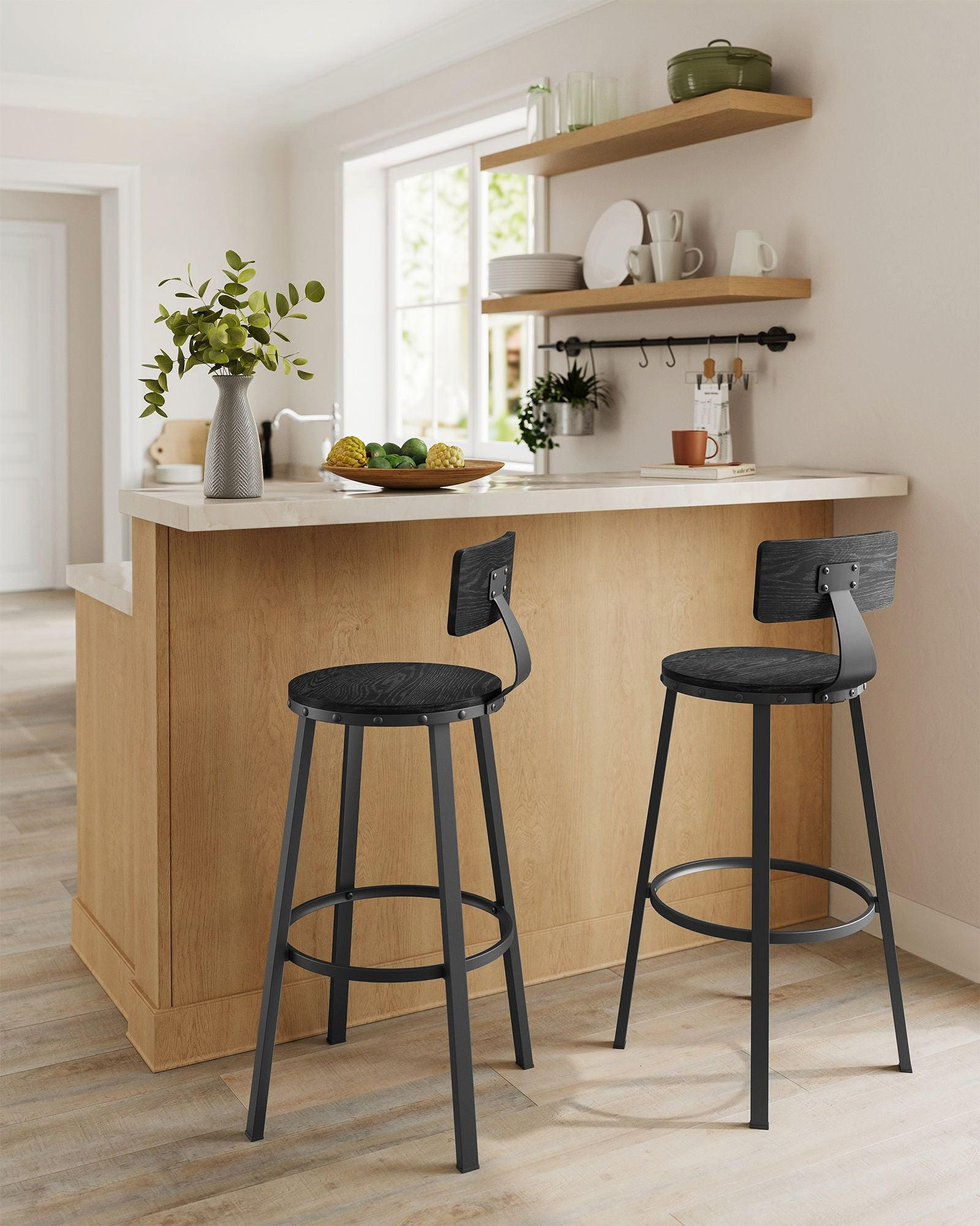 BARHOCKER ADDIS ABABA 2ER-SET - Eukalyptusholzfarben, Holzwerkstoff (54/99/54cm) - Hansiro