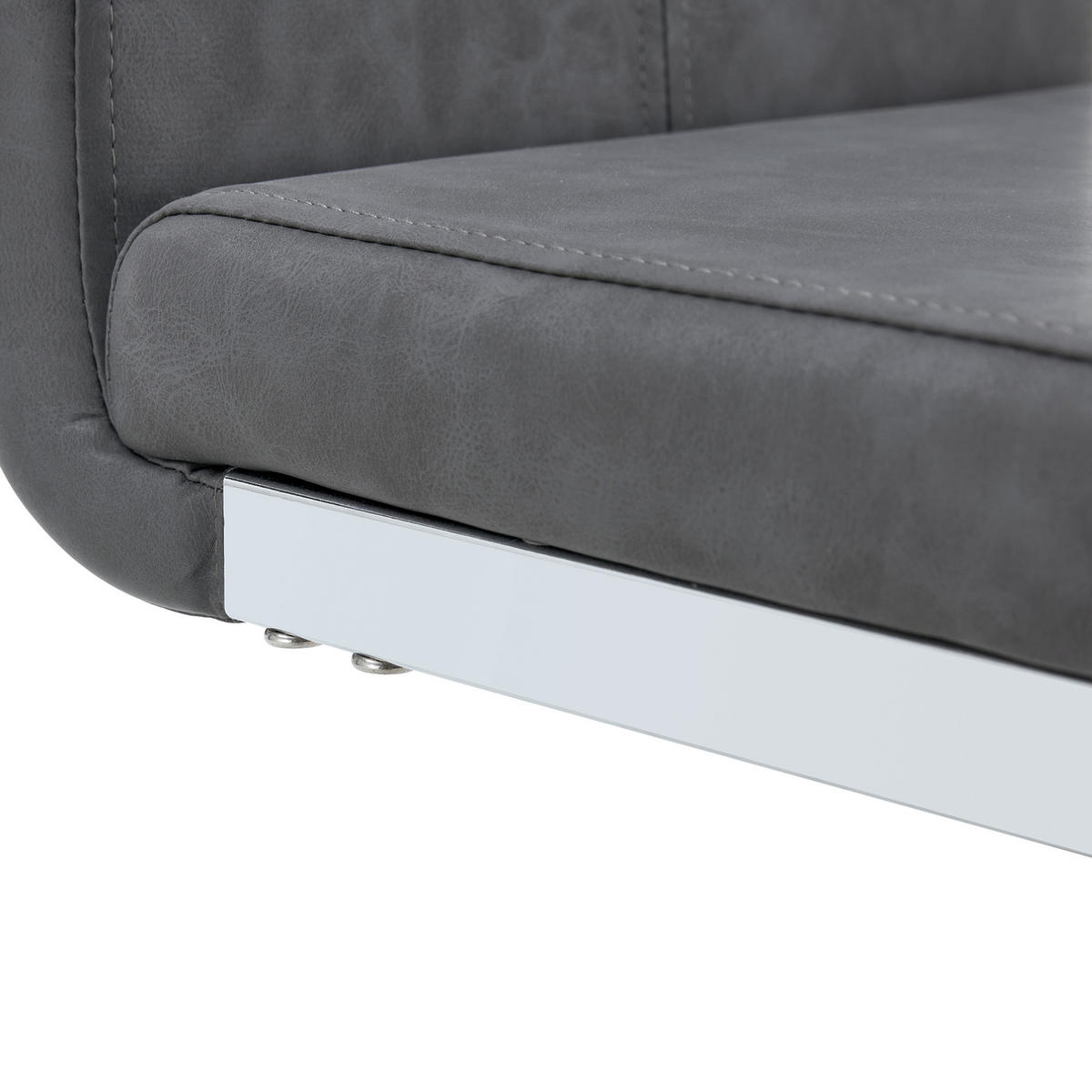 BARHOCKER 2er-Set 96,5 cm PU-Leder Dark Gray Silver - Grau, Metall (46.5/96.5/38.9cm) - Meubliv