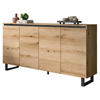 SIDEBOARD Evoke Eiche mit schwarz, Kommode 160 x 84 cm mit Soft-Close, Gelia - Eichefarben/Schwarz, Holzwerkstoff/Metall (160/84/36cm) - Inn.Furn