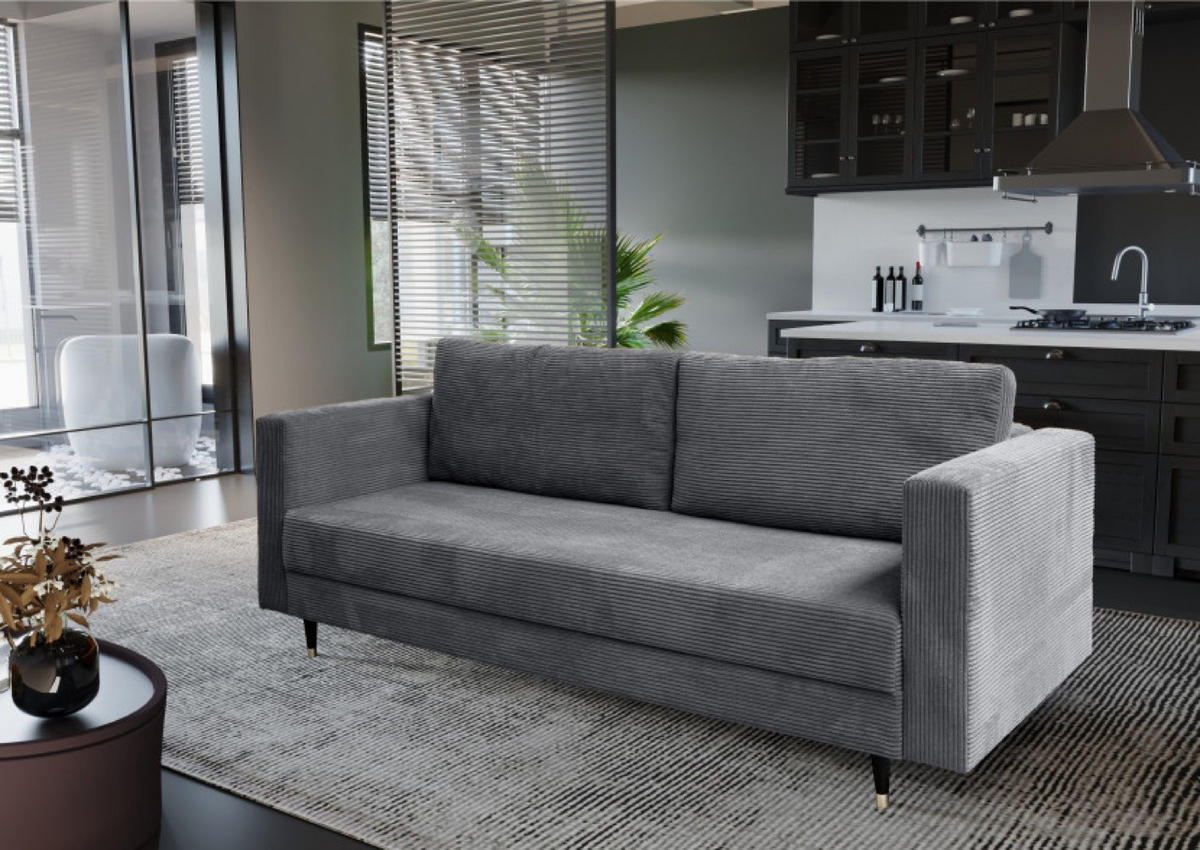 SOFA Grau SONTI Ausziehbar - Grau, Textil (232/93/96cm) - Sepro Meble