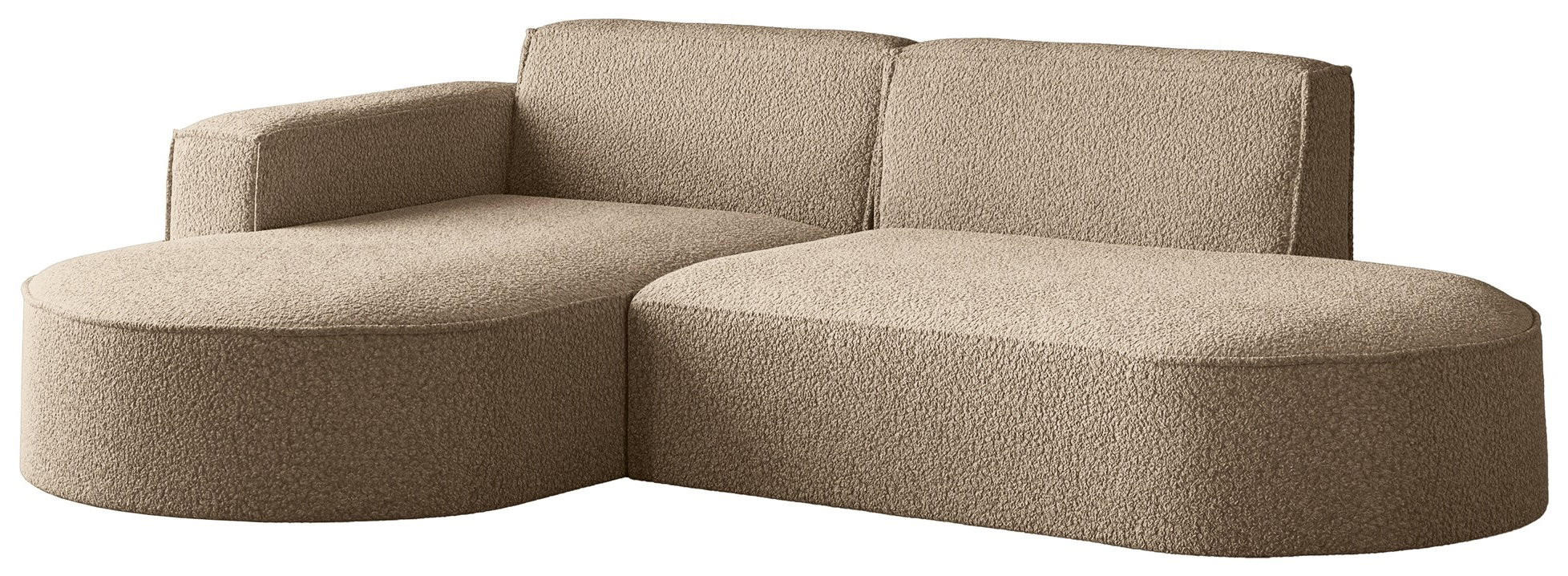 ECKSOFA Hana L-Form 3-Sitzer Ecke Links, Boucle, Dunkelbeige 241/73/168 cm - Hellbraun/Beige, Textil/Metall (241/168cm) - WFL GROUP