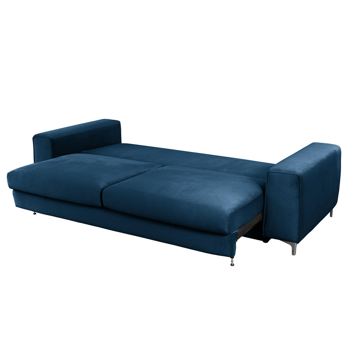 SCHLAFSOFA - Samt - Silberfarben/Petrol, Textil/Metall (265/91/105cm) - home24