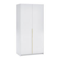 ŠATNÍ SKŘÍŇ S OTOČNÝMI DVEŘMI AMARA, 100/204/58 cm 2dveřová, bílá - bílá/zlatá, kompozitní dřevo (100/204/58cm) - MASSENO