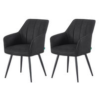 ESSZIMMERSTUHL THOMAS-AMIE 2er-Set 4-Fuss-Gestell - Schwarz, Textil (57/85/62cm) - DUBI Möbel