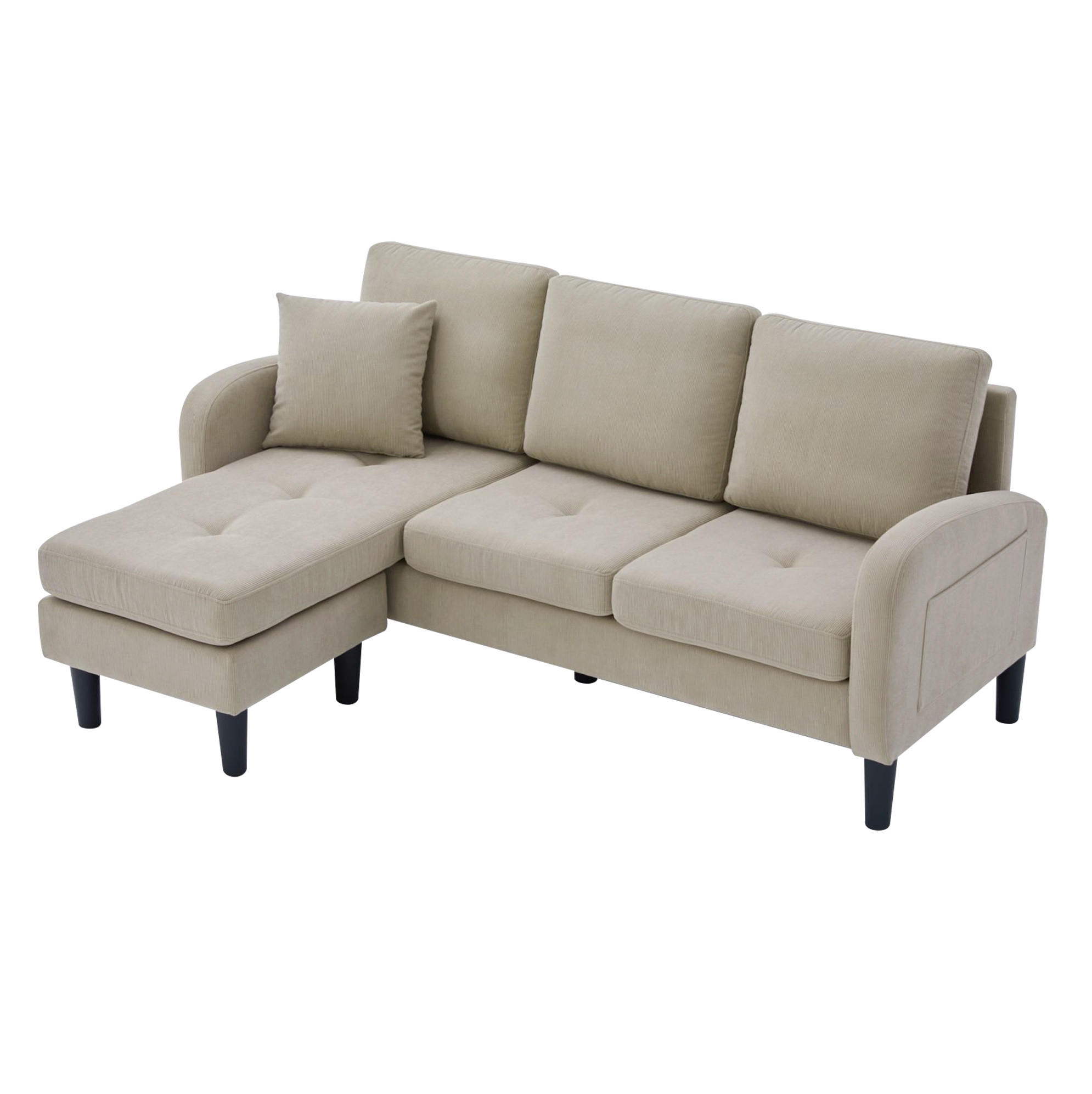 ECKSOFA Cordbezug mit modularer Chaiselongue Hellbraun 166/118/77 cm - Hellbraun, Textil (166/118cm) - Redom