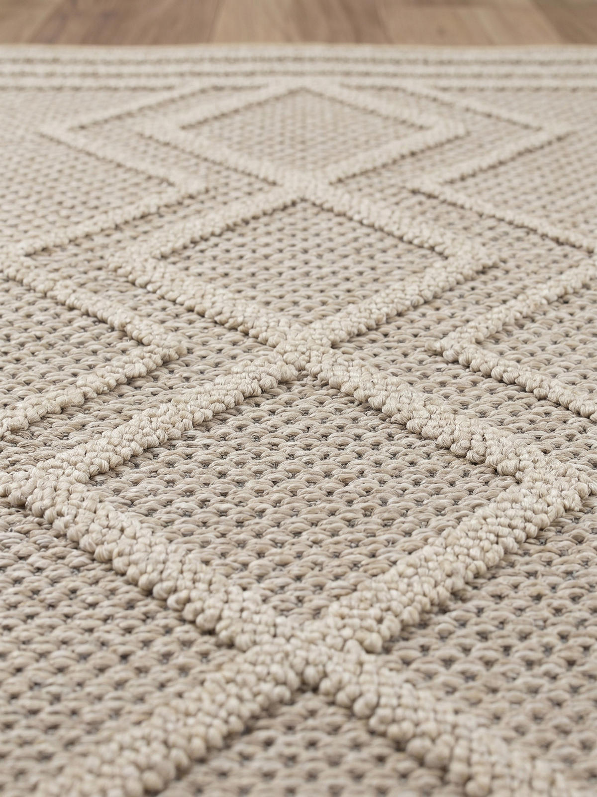 TEPPICH Outdoor IMST in Beige, im Boho-Stil, aus Polypropylen, 80 x 250 cm - Beige, Textil (250/80cm) - KADIMA DESIGN
