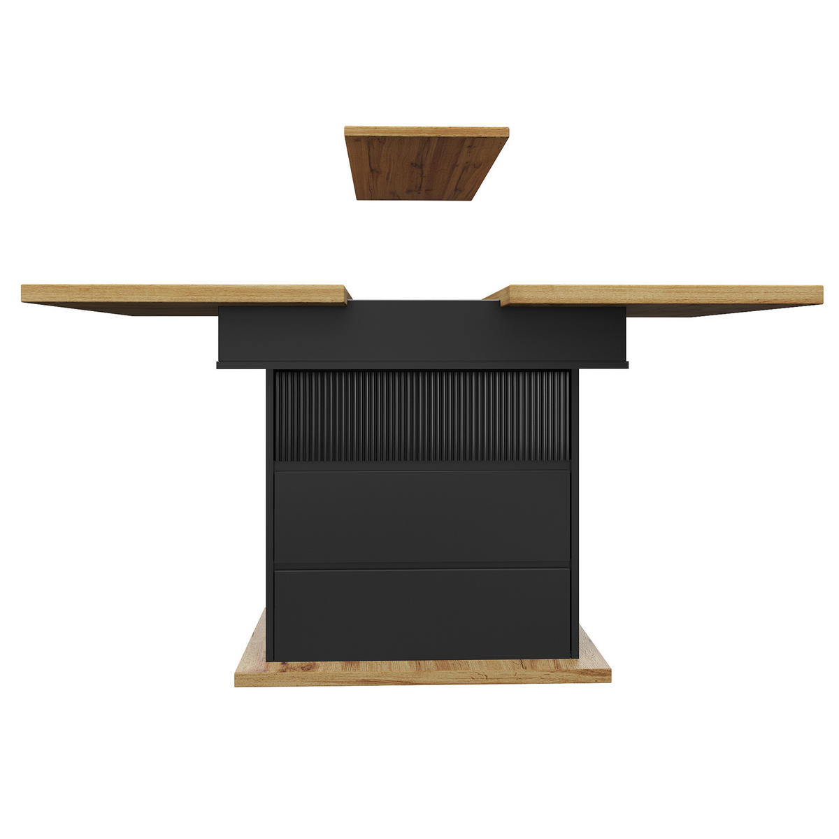 ESSTISCH 110-140/80/75 cm Schwarz aus MDF mit Stauraum - Schwarz, Holzwerkstoff (110/80/75cm) - OKMYHOME