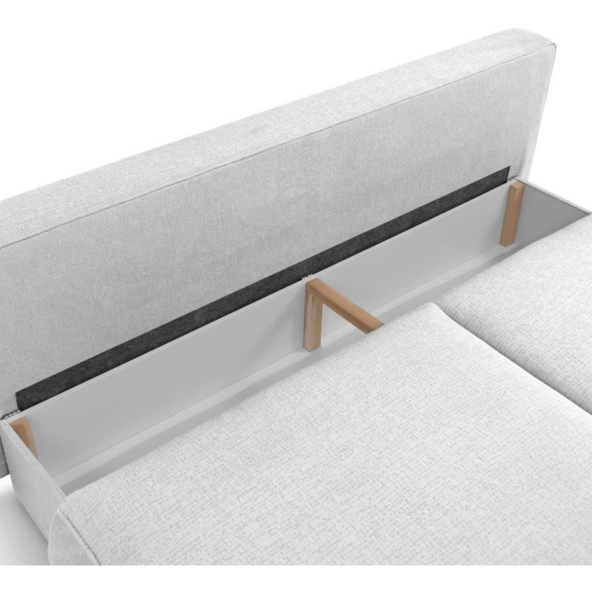SCHLAFSOFA Darling 2-Sitzer, mit Bettkasten, Hellgrau - Hellgrau, Textil (210/92/100cm) - Beautysofa