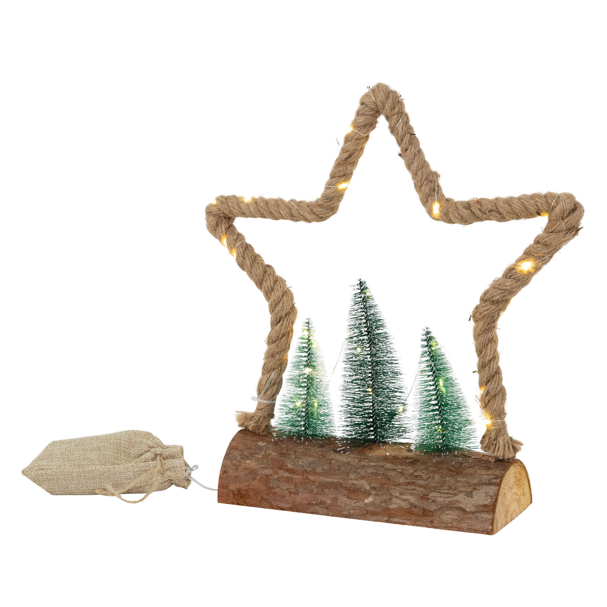 WEIHNACHT JUTE STERN - Braun, Holz (33/30/9.5cm) - ECD-Germany