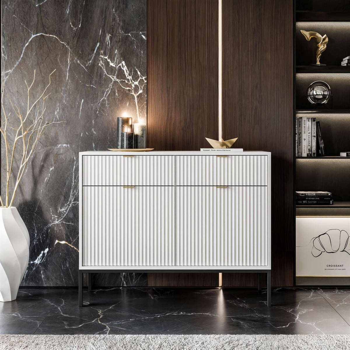 KOMMODE CORTADO KSZ104 MIT SCHUBLADEN WEISS - Weiß, Holzwerkstoff (104/83/39cm) - Lookway