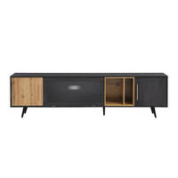 TV-MÖBEL Schwarz und Grau 200/40/55,5 cm - Schwarz, Holz (40/55.5/200cm) - Urban Meuble