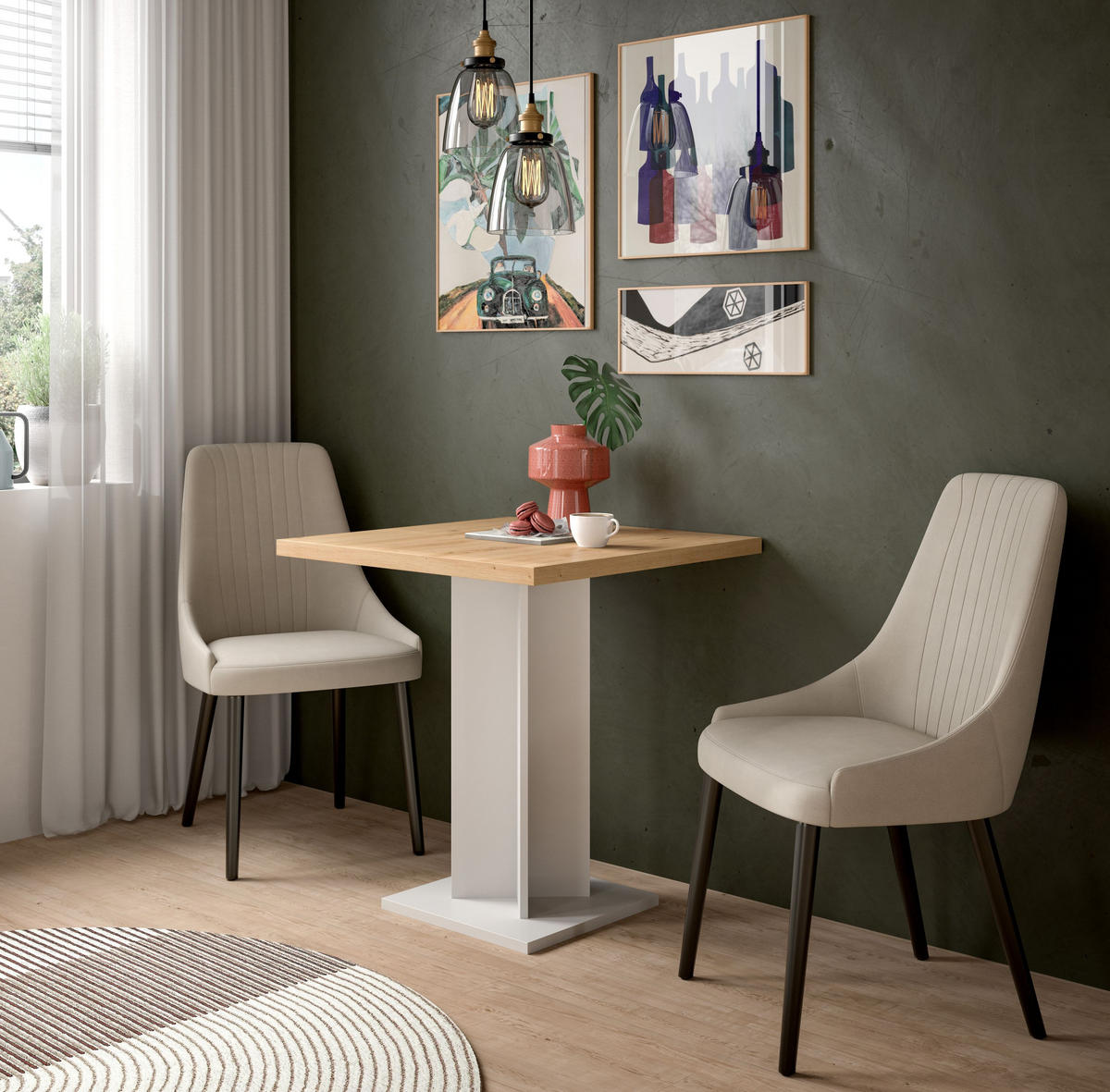 ESSTISCH GUSTAV (B/H/T: ca. 70/76/70 cm) in weiß/Artisan Eiche Nachbildung - Weiß, Holzwerkstoff (70/70/76cm)