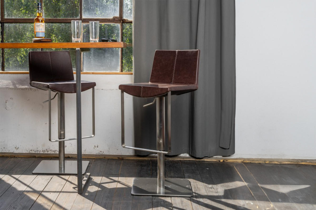 BARHOCKER FES Dunkelbraun Kunstleder - Dunkelbraun, Leder (42/85/51cm) - KAWOLA