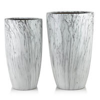 BLUMENTOPF Neva Marble 2er Set Weiß 39x39x62/31x31x58 cm Keramik - Weiß, Keramik (39/62cm) - Mondex