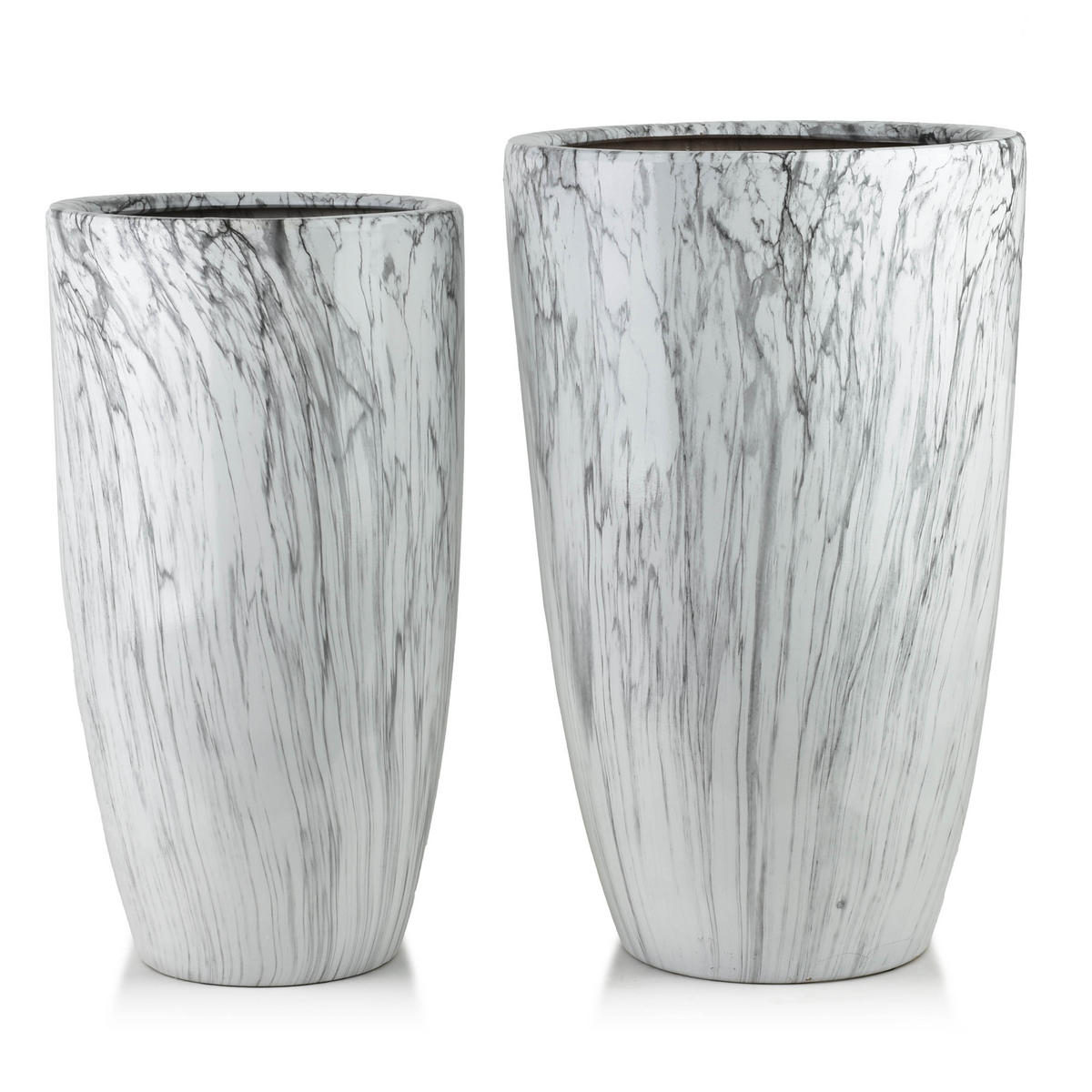 BLUMENTOPF Neva Marble 2er Set Weiß 39x39x62/31x31x58 cm Keramik - Weiß, Keramik (39/62cm) - Mondex