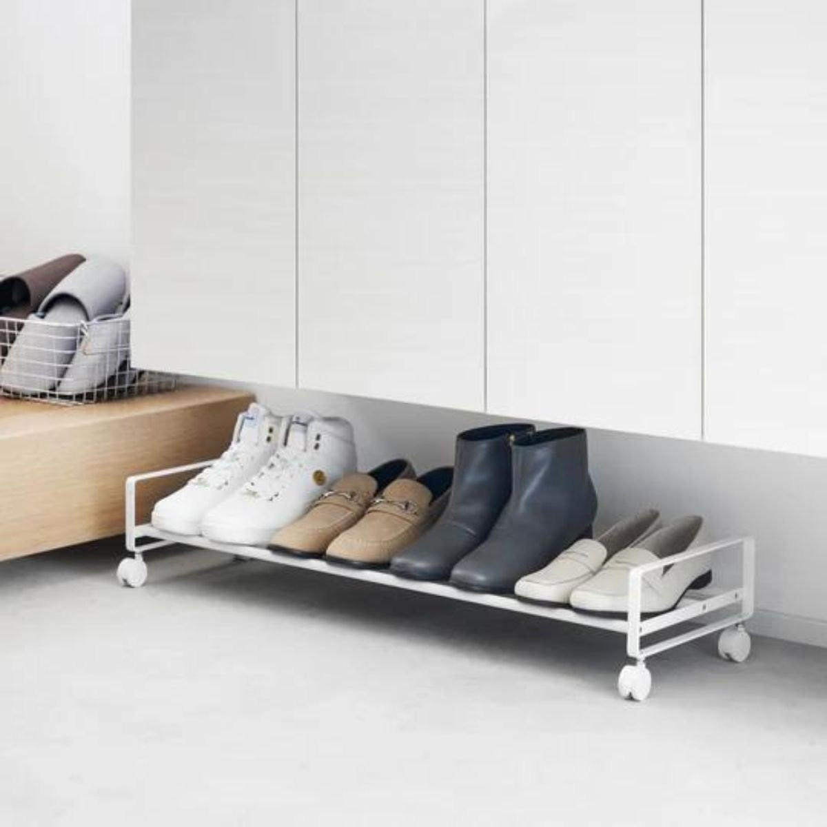 SCHUHREGAL auf rollen - tower 83,5/27,5/14,5 cm - Weiß, Metall (27.5/14.5/83.5cm) - Yamazaki