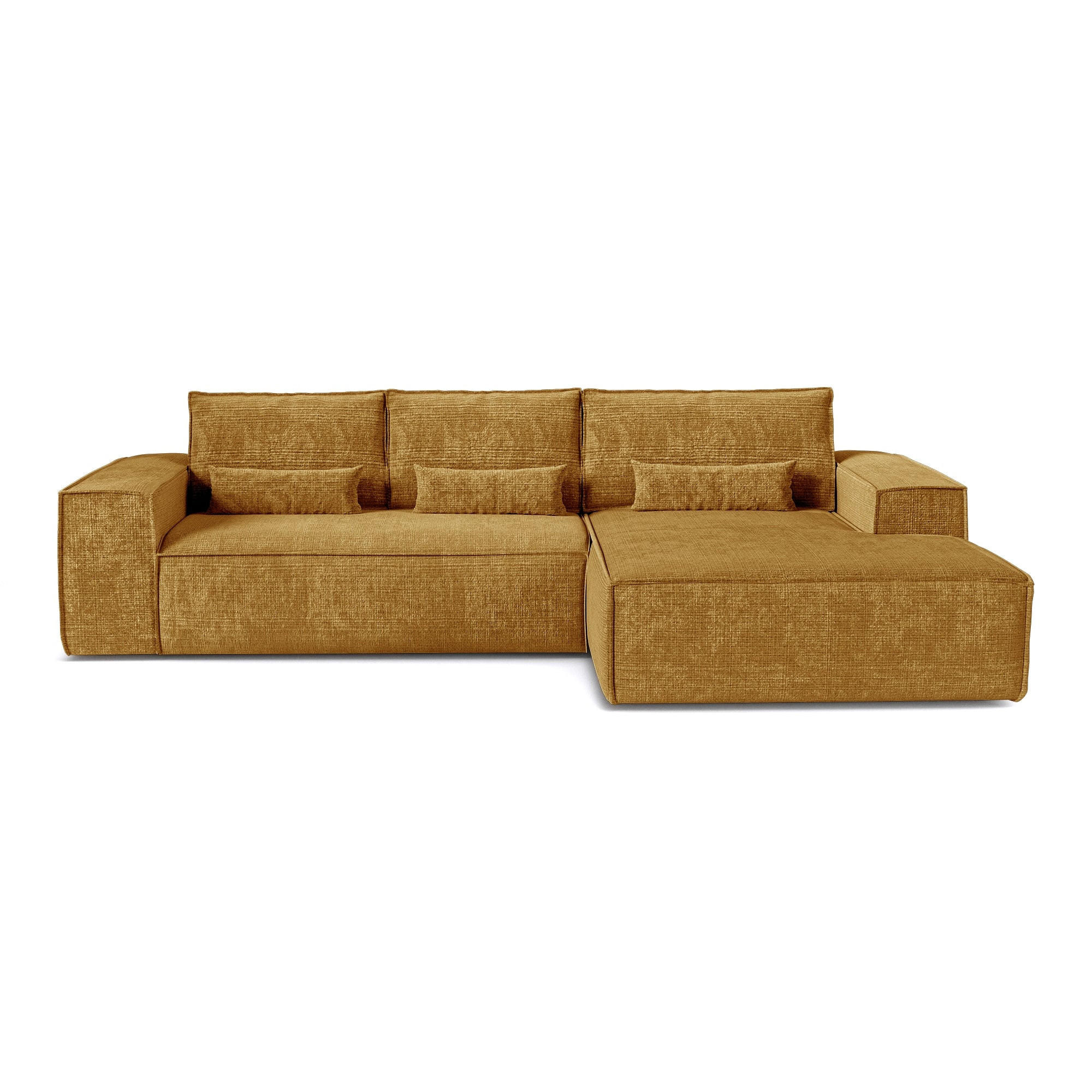 ECKSOFA rechtwinklig JUNE Geprägter Samt Senf 320cm - Gelb/Dunkelgelb, Textil (320/165cm) - Premium Interiors