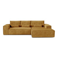 ECKSOFA rechtwinklig JUNE Geprägter Samt Senf 320cm - Gelb/Dunkelgelb, Textil (320/165cm) - Premium Interiors
