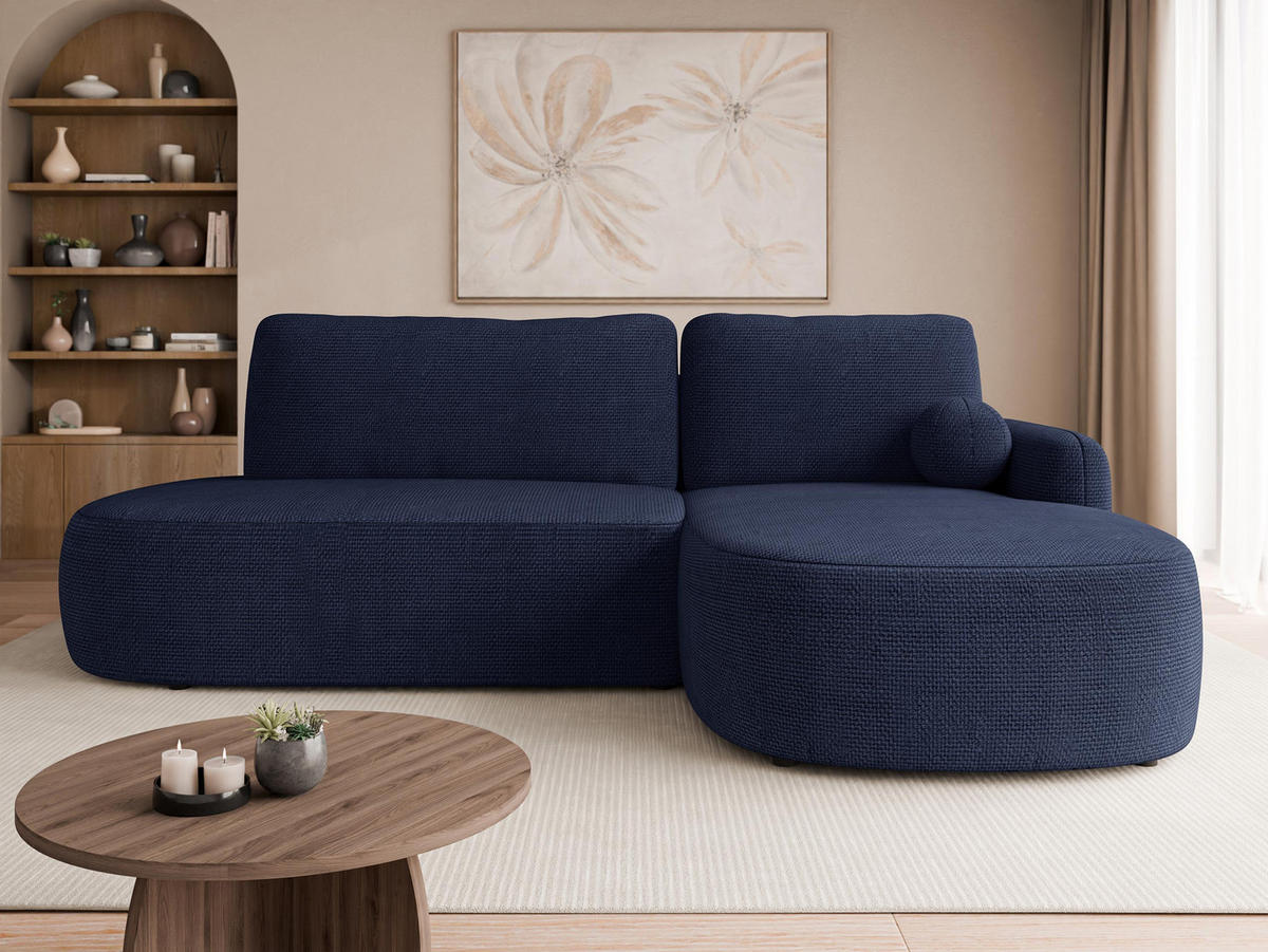 ECKSOFA Loridu O, Seite: Rechts - Schwarz/Dunkelblau, Holz/Kunststoff (274/174cm) - MIRJAN24