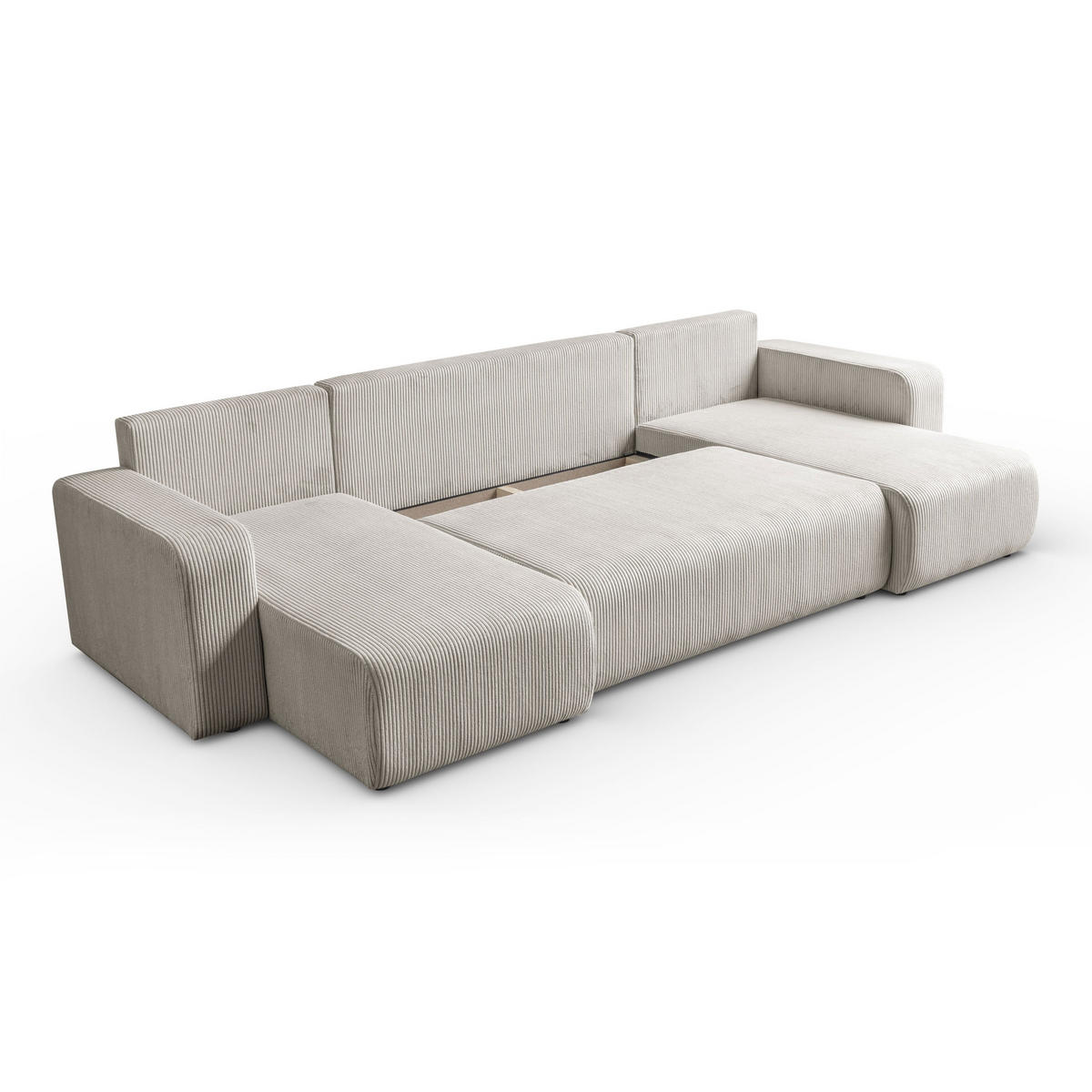 ECKSOFA PRESTIGE U mit Schlaffunktion, Poso 100 - Ecru, Textil (317/83/143cm) - Lookway