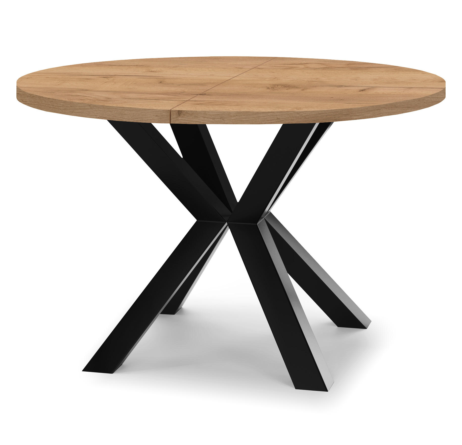 ESSTISCH RAL mit Holzbeinen, Durchmesser: 90 / 140 cm Eiche Craft Golden / Schwarz - Eichefarben/Schwarz, Holz (90/140/77cm) - Dekori_Interiors